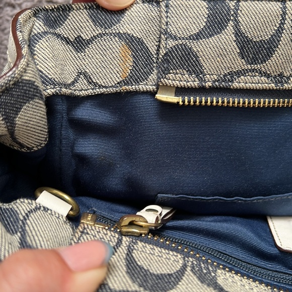 Coach Signature Rare Denim Collection Chelsea Optic Blue White Handbag Satchel - Picture 14 of 15